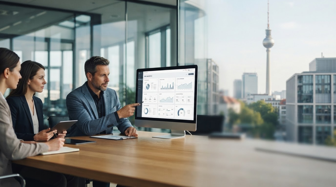 Growth Lattice Agency Dashboard mit Performance-Kurve und Datenanalyse für Kapitalentscheidungen